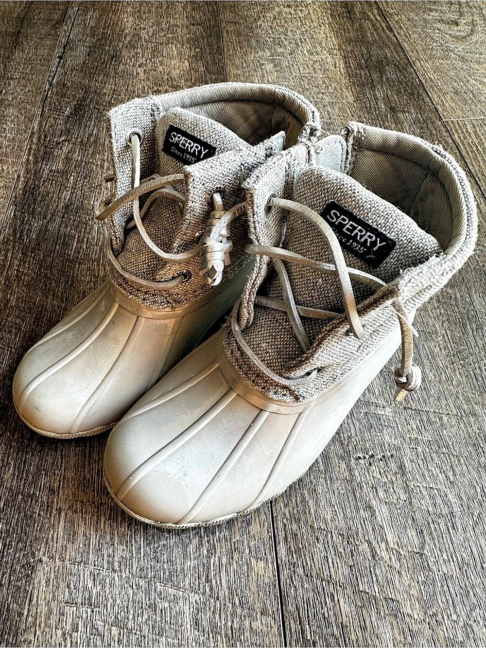 Sperry Saltwater Canvas Duck Boot Gray & White US 10M